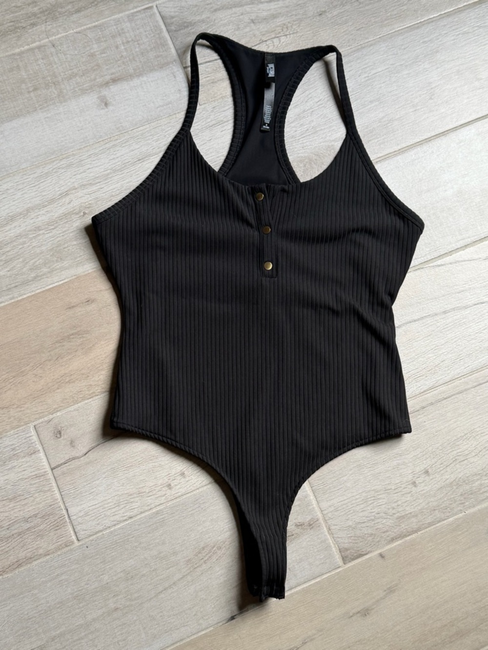 Victoria's Secret Black Ribbed Racerback Bodysuit